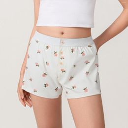 Women's Shorts Summer Sweet Floral Lounge For Women Casual Mid Elastic Band Loose Short Pants Streetwear Daily Home Sleep Bottoms