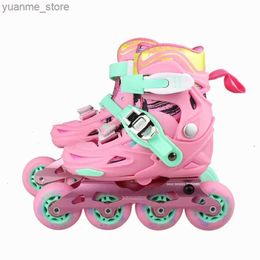 Inline Roller Skates Childrens Inline Speed Skates Flat Flower Roller Skating Sneakers Adjustable Leisure Dual-purpose Ice Skating for Teaching Y240410