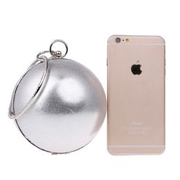 Ball Design Golden Women Evening Bags With Shoulder Chain Metal Clutch Bags Circular Party Wedding Handbags