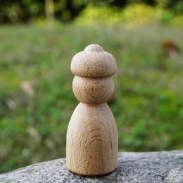 1Pc Beech Wooden Peg Dolls Baby Toys Unpainted Figures Hard Wood Dolls Kid's Printed DIY Crafts Blank Handmade Dolls Toys Gift