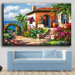 diy 5d diamond painting cross stitch coastal house full square round stones diamond embroidery painting dream house ASF801