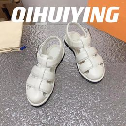 Sandals 2024 QIHUIYING Handmade Genuine Leather Buckle-Strap Thick Sole Gladiator Hollow Decora Mules Shoes Zapatos De Mujer