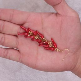 Cool capsicum cayenne drop earrings girls gold color new punk enamel chili hot pepper earring for women kolczyki damskie