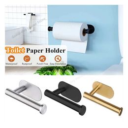 Toilet Paper Holders Self Adhesive Toilet Roll Paper Holder No Punching Hook Towel Organizer Rack Tissue Dispenser Bathroom Kitchen Accessories Set 240410