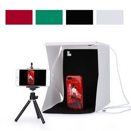 Foleto Mini Folding Studio Light Box with LED Foldable Portable Photo Lighting Studio 4 Colours Background Shooting Tent Box Kit