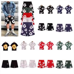 Men's Shorts 2024 Summer Style Harajuku Y2k Flower Clothes Kapok All-over Printed Foam And Women's Quarter Pants Suit