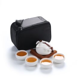Ceramic teapot kettle gaiwan tea cup for puer chinese tea pot portable tea set with travel bag