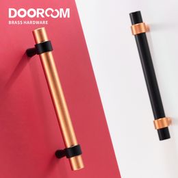 Dooroom Brass Furniture Handles Modern Copper Black Pulls Cupboard Wardrobe Dresser Shoe Box Drawer Cabinet Handles Knobs