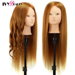 24Inch Mannequin Head With Hair For Makeup Practise Hairdressing Training Mannquin Head Wig Heads With Stand For Hairstyles