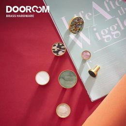 Dooroom Brass Furniture Handles Shell Simple Nordic Pastoral Wardrobe Dresser Knobs Cupboard Cabinet Drawer Round Colourful Pulls