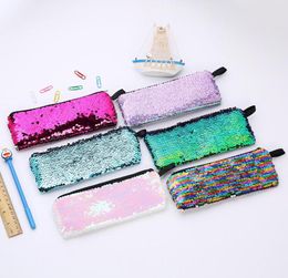 6styles Mermaid Sequins Storage Bag Sequins Student Pencil Case Glitter Student Cosmetic Bag Kids Coin Bags party favor4541709