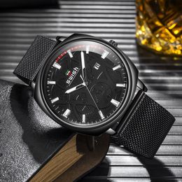 Watch Sports Waterproof Milan Mesh Strap Minimalist Fashion Trend Calendar Men's Watch Creative Glow Business Watch