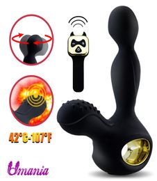 Heating Prostate Massage Butt Plug 3 Modes Rotating 10 Modes Vibration Silicone Wireless Remote Anal Vibrator Sex Toys For Men Y194511033