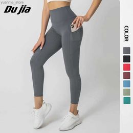 Yoga Outfits 7 Colors NWT Power Gym Tight Women Side Pockets 1 1 Pant High Waist Sports Tight Leggings Super quality Stretch Fabric Tight Y240410