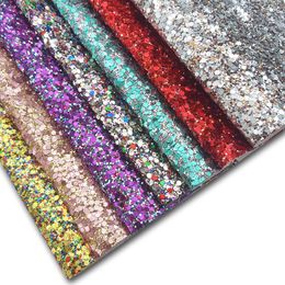 QIBU 22*30cm Chunky Glitter Fabric Big Sequin Faux Leather Sheets Multi Size Bow Crafts Materials DIY Hairbow Bags Accessories