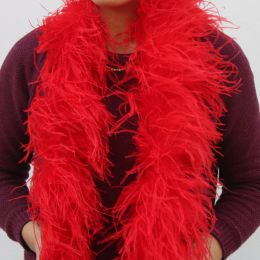 6 Layer 2 Metres Fluffy Red Ostrich Feather Boa Trims Skirt Party Costume Feathers For Crafts DIY Decorations Plumes