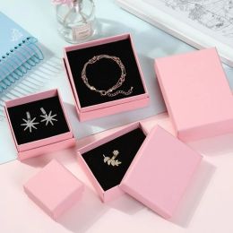 5pcs/lot Pink Grey DIY Packaging Necklace Jewellery Box Bracelet Ring Storage Ring Earrings Jewellery Gift Boxs Reusable Supplies