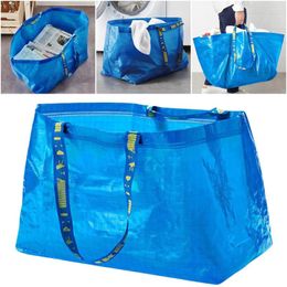 Shopping Bags Large Blue Bag Grocery Laundry Storage Tote Capacity Home Waterproof Recycle Woven