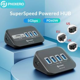 Hubs PHIXERO USB 3.2 Docking Station Hub Type C Splitter Adapter Multi Ports Several 3.0 Socket with SD Card Reader OTG For Laptop PC