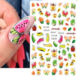 3D Fruit Stickers Cute Nail Art Adhesives Sliders Creative Butterfly Trend Fruity Design Summer Nail Polish Decals Decor CHF878