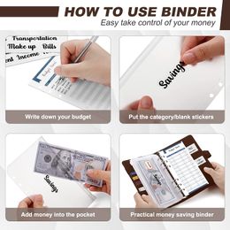 28Pcs A6 Budget Binder Planner with Zipper Cash Envelopes, Expense Budget Sheets ,Cash Organiser for Budgeting and Money Saving