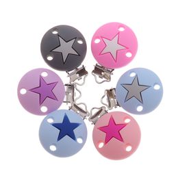 10pc Silicone Round Star Crown Teether Clips BPA Free Baby Pacifier Chain Holder Soother Teething Nursing Chewing Jewelry Clasps