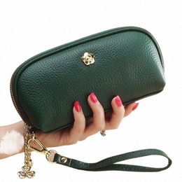 fi Tassels women lg wallet Genuine Leather Zipper Shell Wristlet Bag Lady Clutches Frs Coin Purse Cowhide phe bag 55by#