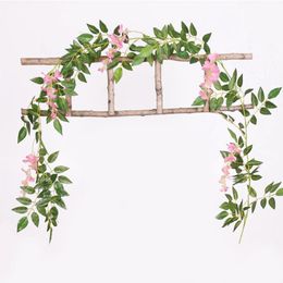 1.8M Artificial Wisteria Flower Vine Wedding Arch Garland Hanging Ornament Fake Green Plants Vine Home Ivy Wall Decoration