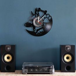 German Shepherd Dog Wall Clock Home Decor Dog Breeds Vinyl Record Vintage Clock Custom Dog Name Wall Clock Gift For Dog Lovers