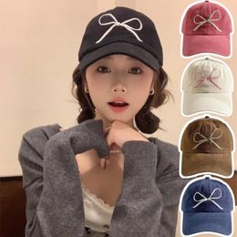 Ball Caps White Cap Bow Baseball Sweet Woman Soft Peaked Korean Style Breathable Show Face Small Hat Summer Outdoor Sunscreen