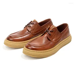 Casual Shoes Cowhide Leather Handmade Retro Men's Design Men Boat Soft Sole Breathable Loafers Moccasins