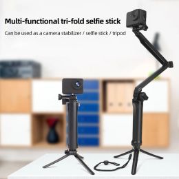 Monopods Foldable 3 Way Grip Waterproof Monopod Selfie Stick For GoPro 11 10 9 Handheld Selfie Stick Mini Tripod Portable Camera Monopod