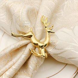 12Pcs Christmas Elk Deer Napkin Rings Gold Alloy Napkin Buckle Napkin Ring Holder Hotel Restaurant Wedding Party Dinner Table De