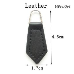10Pcs/Set PU Leather Zipper Sliders Pull Head Backpack Apparel Accessories for Pull Strap Pendant Cord Zipper DIY Apparel Sewing