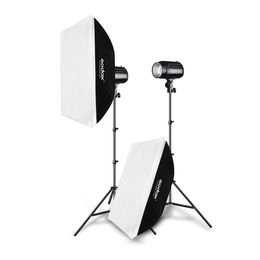 Godox 400Ws Strobe Studio Flash Light Kit 2pcs 200Ws Photographic Lighting - Strobes, Light Stands, Triggers, Soft Box