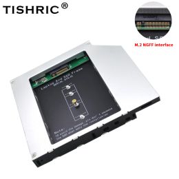 Enclosure TISHRIC M2 NGFF 2nd Hdd Caddy SSD DVD Hard Drive Box To SATA 12.7mm Hard Disk Enclosure For Laptop CDROM DVDROM Optical Bay