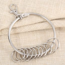 Retro Vintage Antique Bronze Large Round Hoop Key Rings Organizer with Lobster Clasp Key Chains for Multiple Keys 8.5cm Diameter