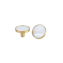 1pc White Round brass+shell cabinet pulls/Kitchen Drawer Cabinet Handle Furniture Knobs Hardware Cupboard Pull