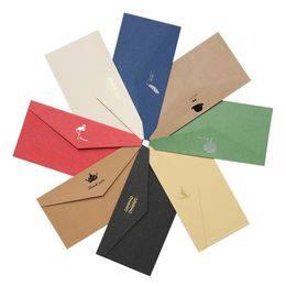 10pcs/lot Vintage Gold Envelopes for Invitations Kraft Paper Gift Card Window Envelope Wedding Letter Set Mailer Stationery