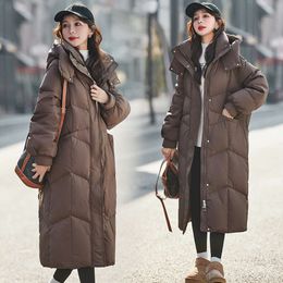 Korean Version Super Beautiful Long Down for Women 2023 Winter New Casual Slimming Loose Knee Thick Bread Jacket