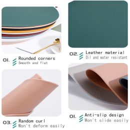 1Pcs PU Leather Placemats for Table Waterproof Non-Slip Table Mat Set Coaster Set Cup Wine Mat Tableware Pad Napkin for Kitchen