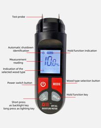 Portable Digital Wood Moisture Metre DY31 0-99.9% Two Pins Paper Tree Humidity Tester Wall Hygrometer Timber Damp Detector