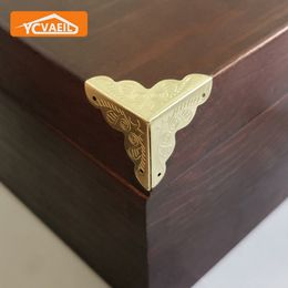 Antique Wooden Box Corners Brackets Bronze 25mm Jewelry Gift Triangle Rattan Carved Furniture Decorative Cover Corner Protector