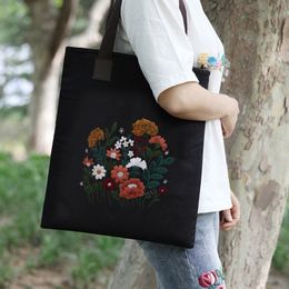 Canvas Tote Bag Embroidery Kit for Beginners ,Cross Stitch Kit Include Embroidery Hoops,Color Threads and Tool