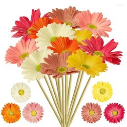 Decorative Flowers 12pcs Artificial Gerbera Reusable Weddings Bouquet Multi-color For Home Garden Party Decorations