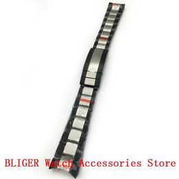 Watch Bands BLIGER Sterile silver surface with black comfort strap 20mm suitable for mens 40mm Mechanical Sports Leisure WatchL2404