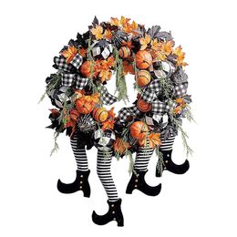 Halloween Witch Wreath Home Decor Front Door Bat Pumpkin Maple Leaf Wreath Party Diy Decoration Wreaths Q08122819