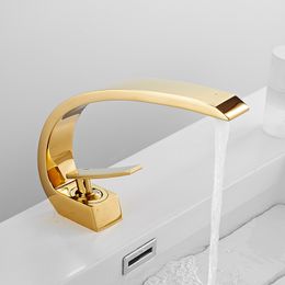 Tuqiu Basin Faucet Gold Bathroom Mixer Tap Rose Gold Wash Faucet Nickel Lavotory Faucet Brass Hot and Cold Waterfall Faucet