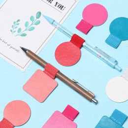 4PCS Self-adhesive Leather Pen Clip for Notebooks Journals Clipboards Pen Holder Adjustable Pencil Elastic Loop Office Supplies