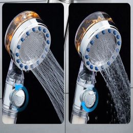 Pressurised Nozzle Turbo Shower Head One-Key Stop Water Saving High Pressure Shower Head Magic Water Line Bathroom Accessor